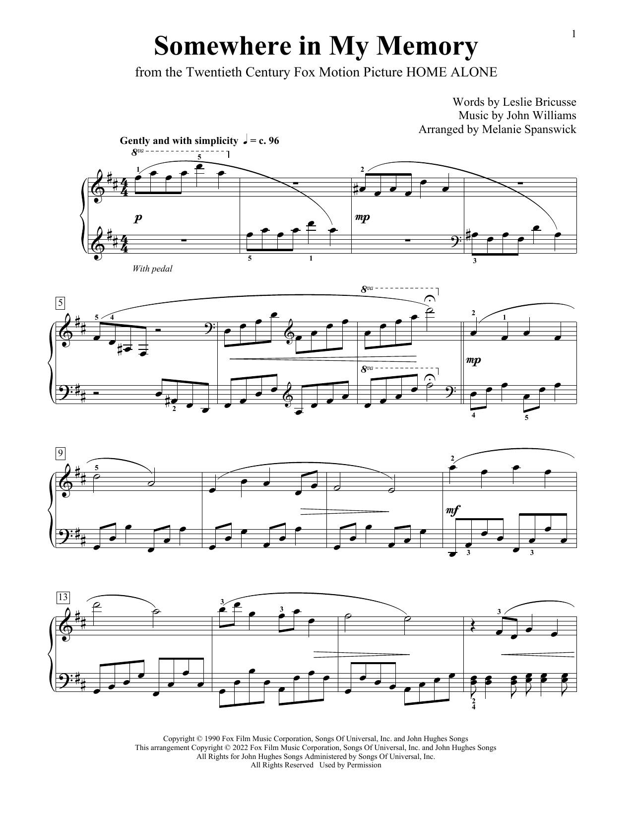 Download John Williams Somewhere In My Memory (from Home Alone) (arr. Melanie Spanswick) Sheet Music and learn how to play Educational Piano PDF digital score in minutes