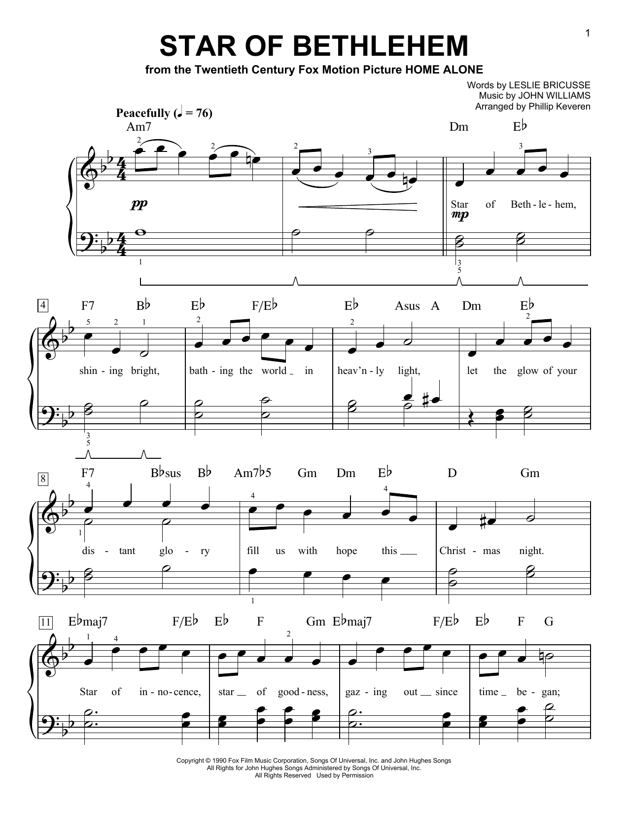 Download Leslie Bricusse Star Of Bethlehem (arr. Phillip Keveren) Sheet Music and learn how to play Easy Piano PDF digital score in minutes