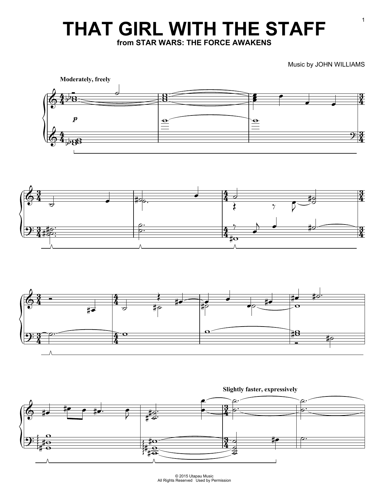 Download John Williams That Girl With The Staff Sheet Music and learn how to play Piano PDF digital score in minutes
