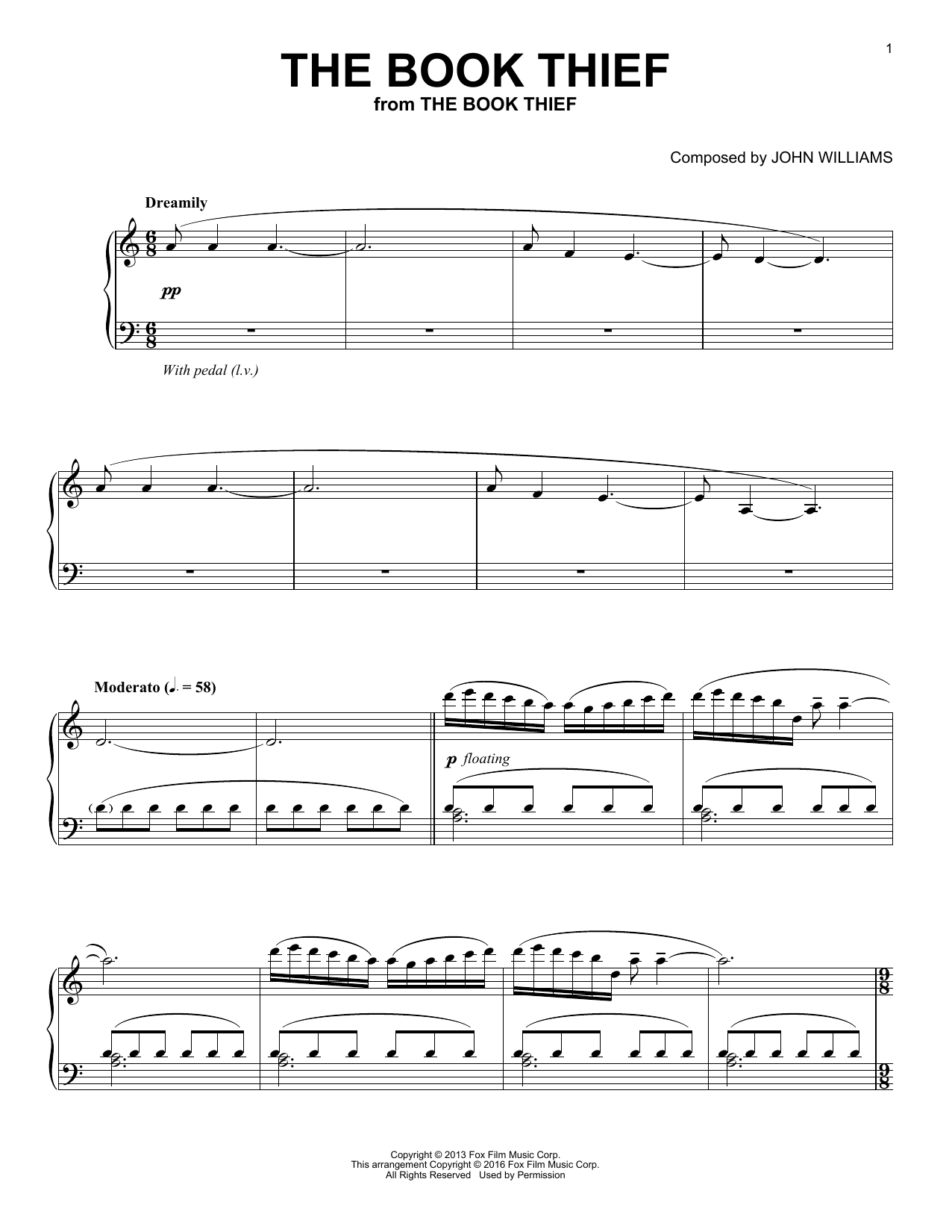 Download John Williams The Book Thief Sheet Music and learn how to play Easy Piano PDF digital score in minutes