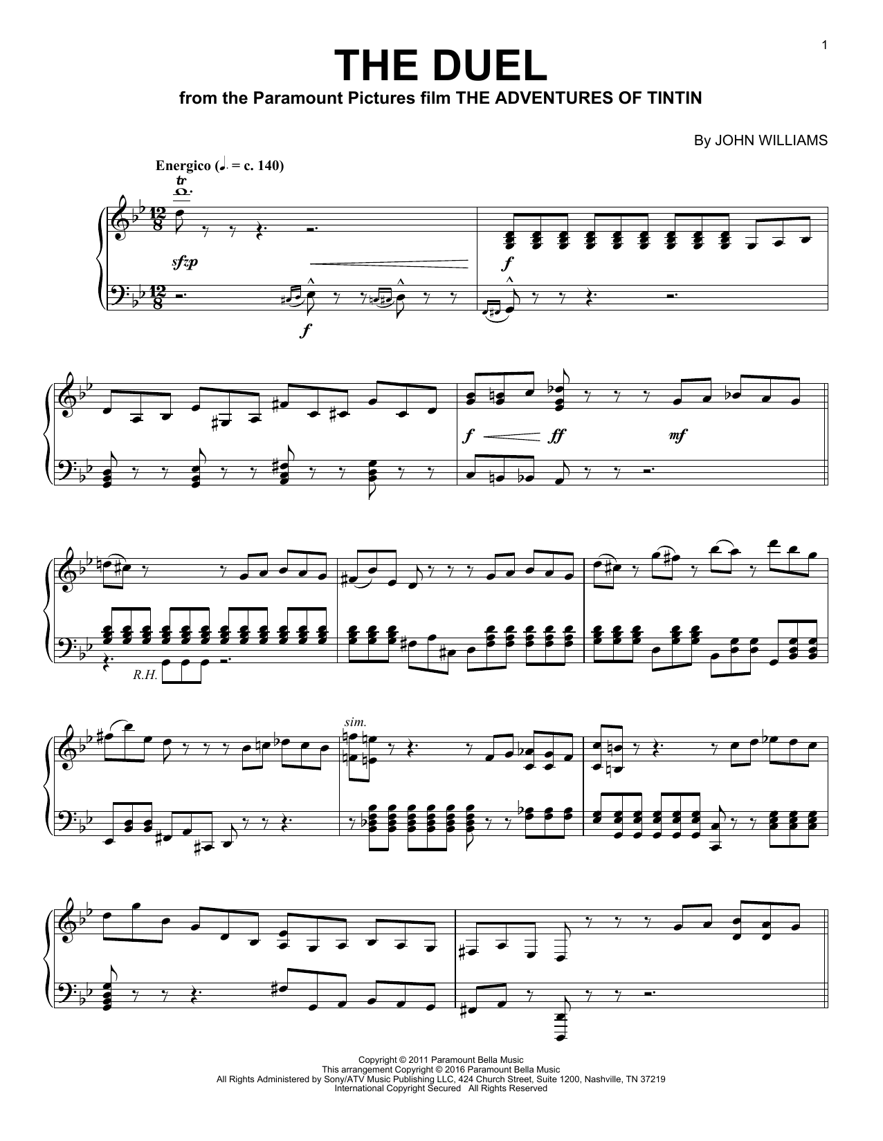 Download John Williams The Duel Sheet Music and learn how to play Piano PDF digital score in minutes