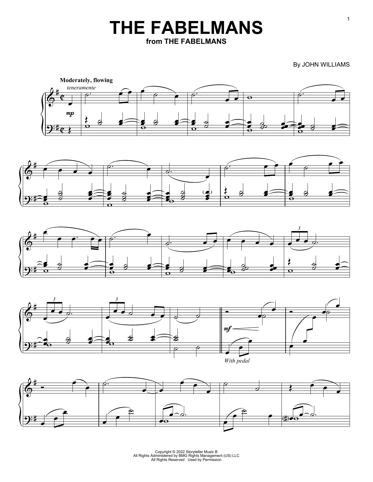 Download John Williams The Fabelmans Sheet Music and learn how to play Piano Solo PDF digital score in minutes