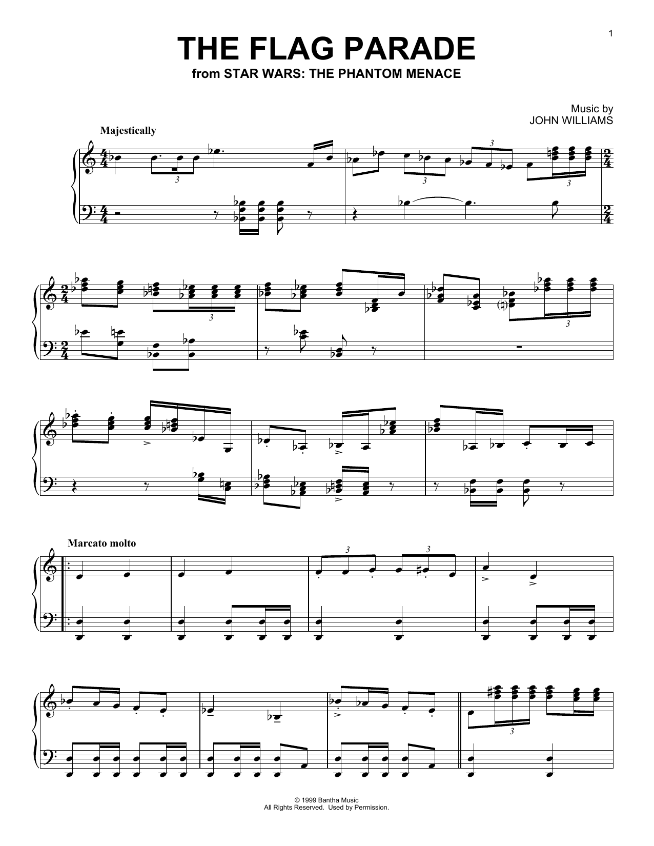 Download John Williams The Flag Parade (from Star Wars: The Phantom Menace) Sheet Music and learn how to play Piano Solo PDF digital score in minutes