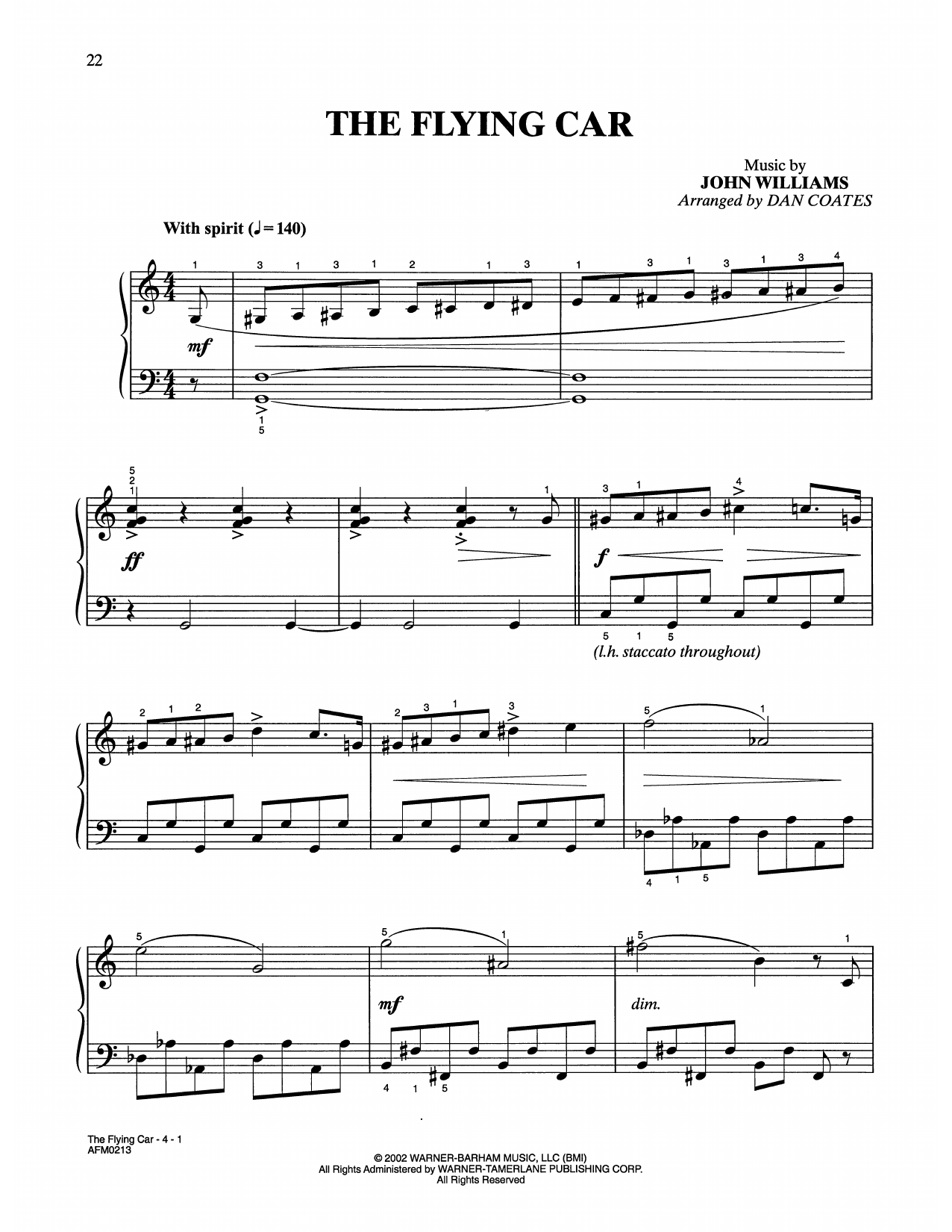 Download John Williams The Flying Car (from Harry Potter) (arr. Dan Coates) Sheet Music and learn how to play Easy Piano PDF digital score in minutes