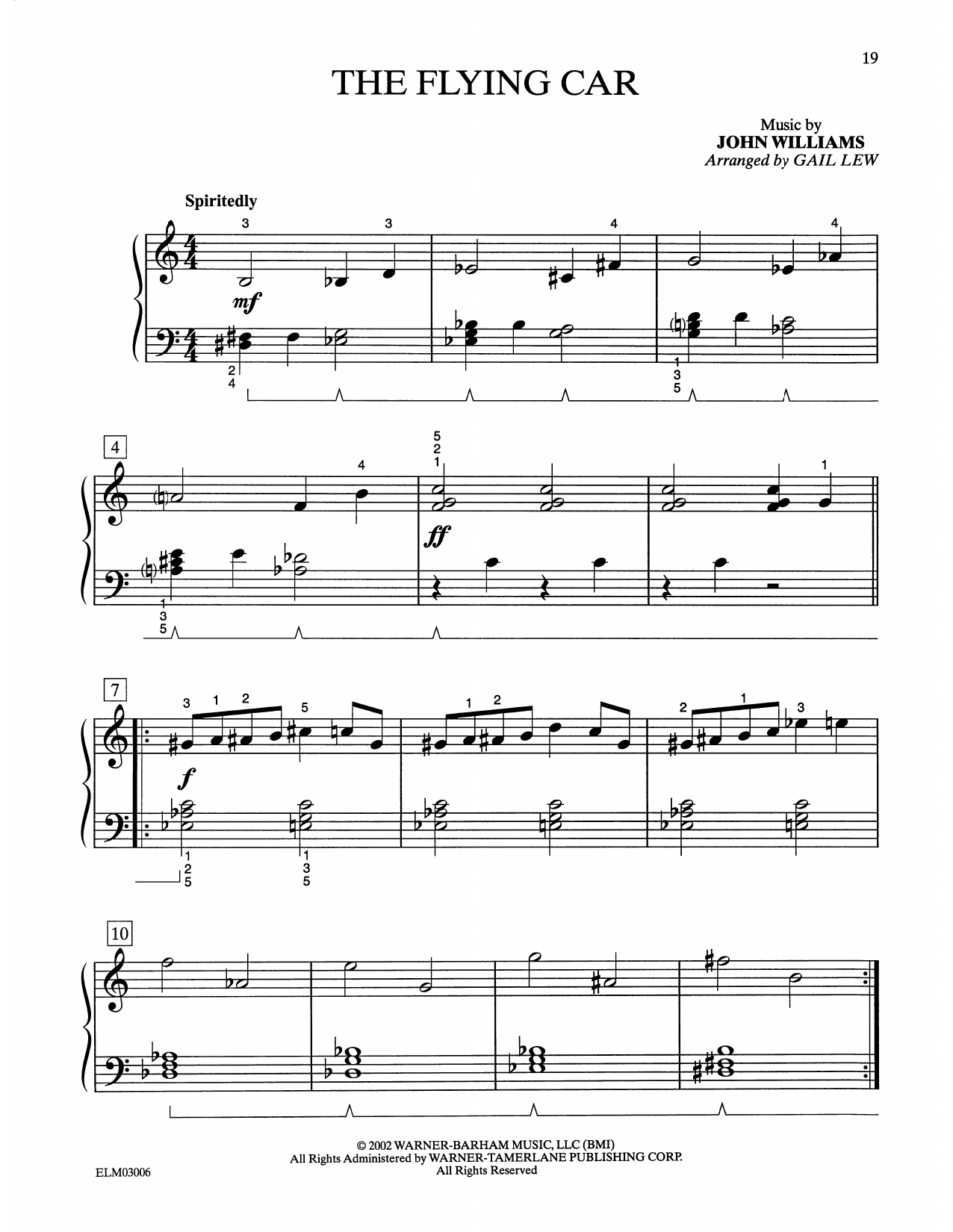 Download John Williams The Flying Car (from Harry Potter) (arr. Gail Lew) Sheet Music and learn how to play Easy Piano PDF digital score in minutes