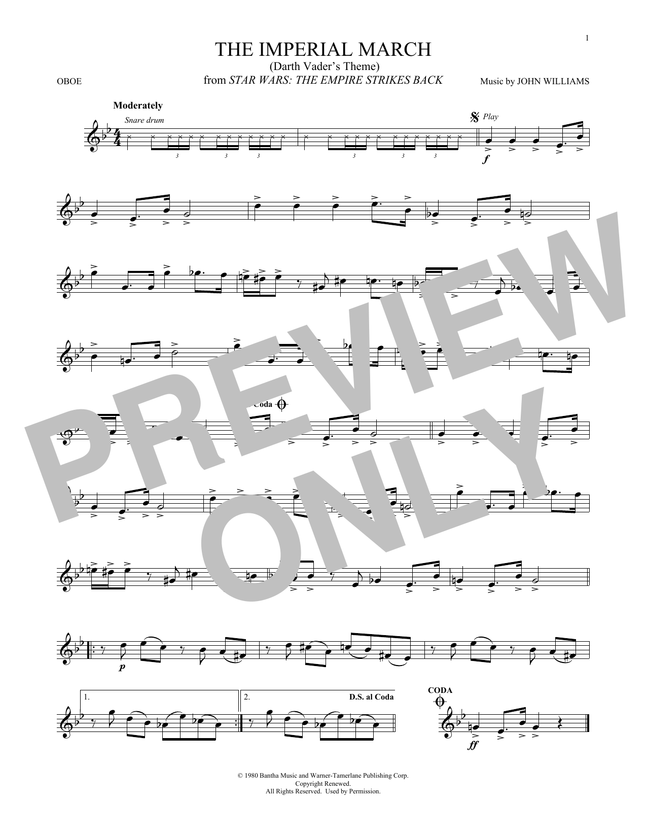 Download John Williams The Imperial March (Darth Vader's Theme) (from Star Wars: The Empire Strikes Bac Sheet Music and learn how to play Alto Sax Solo PDF digital score in minutes