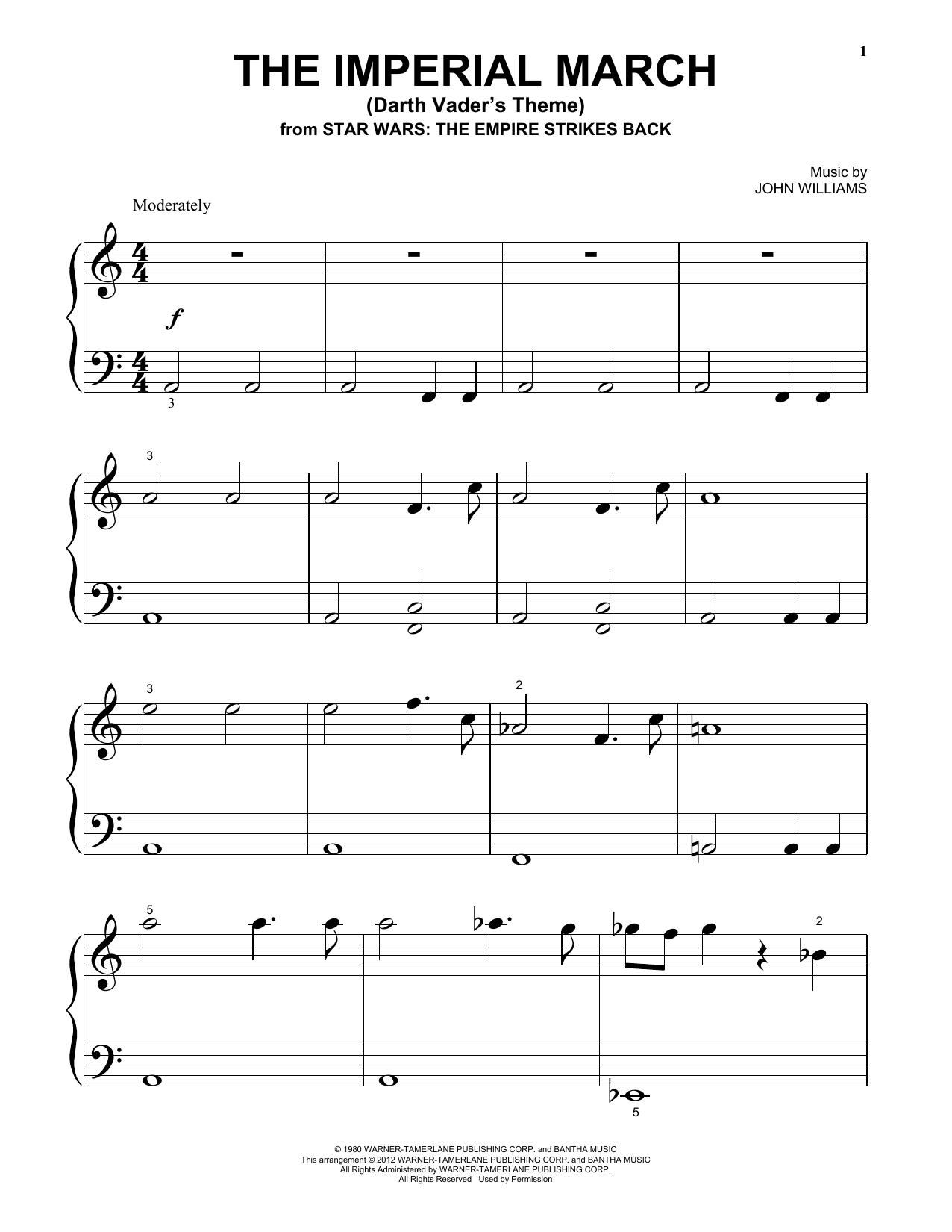 Download John Williams The Imperial March (Darth Vader's Theme) Sheet Music and learn how to play Piano (Big Notes) PDF digital score in minutes