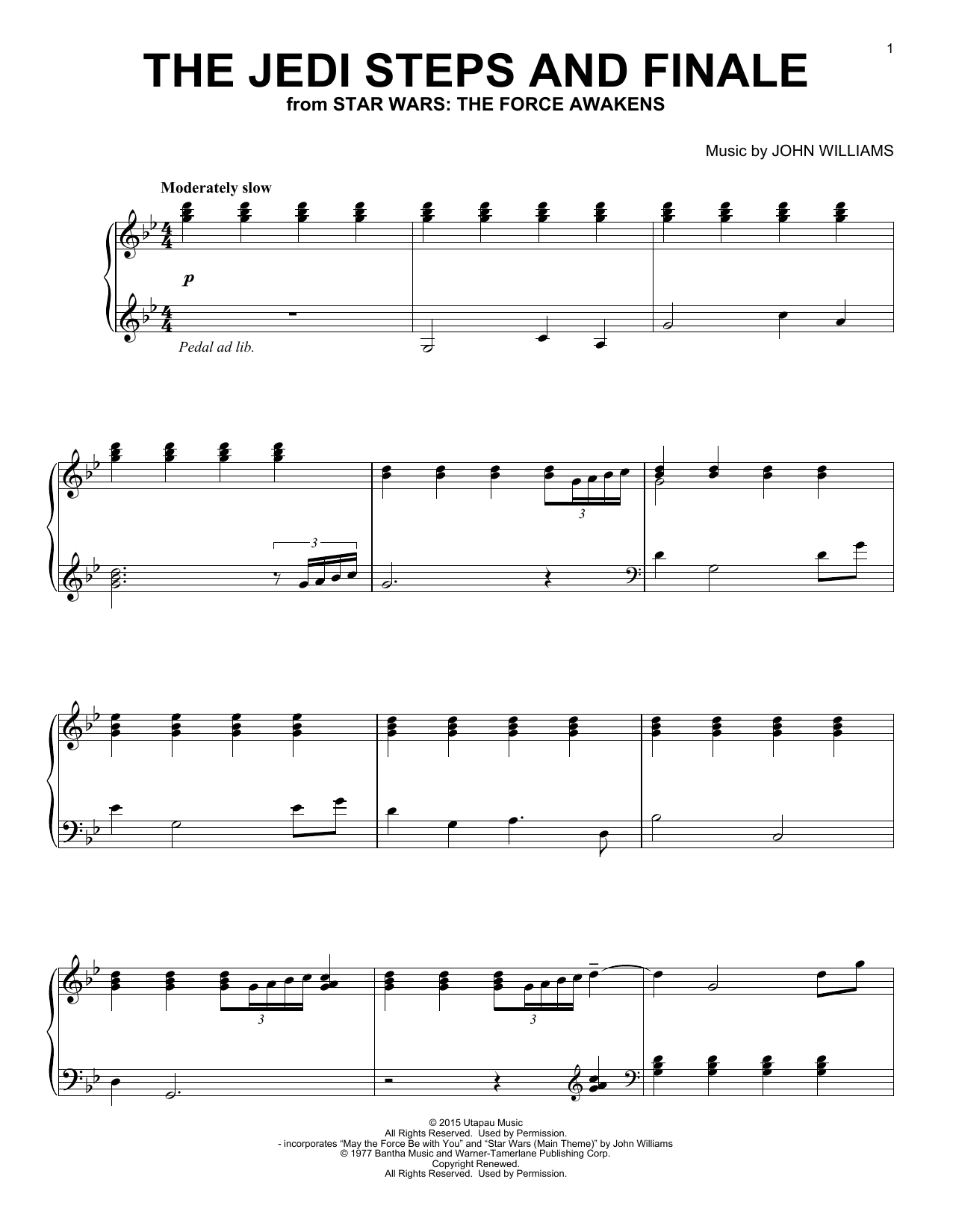 Download John Williams The Jedi Steps And Finale Sheet Music and learn how to play Piano PDF digital score in minutes