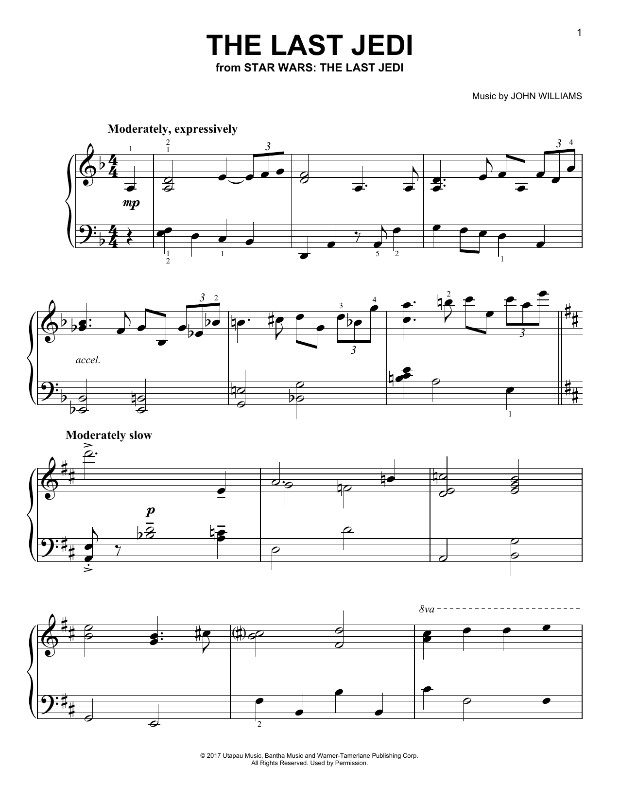 Download John Williams The Last Jedi Sheet Music and learn how to play Piano PDF digital score in minutes