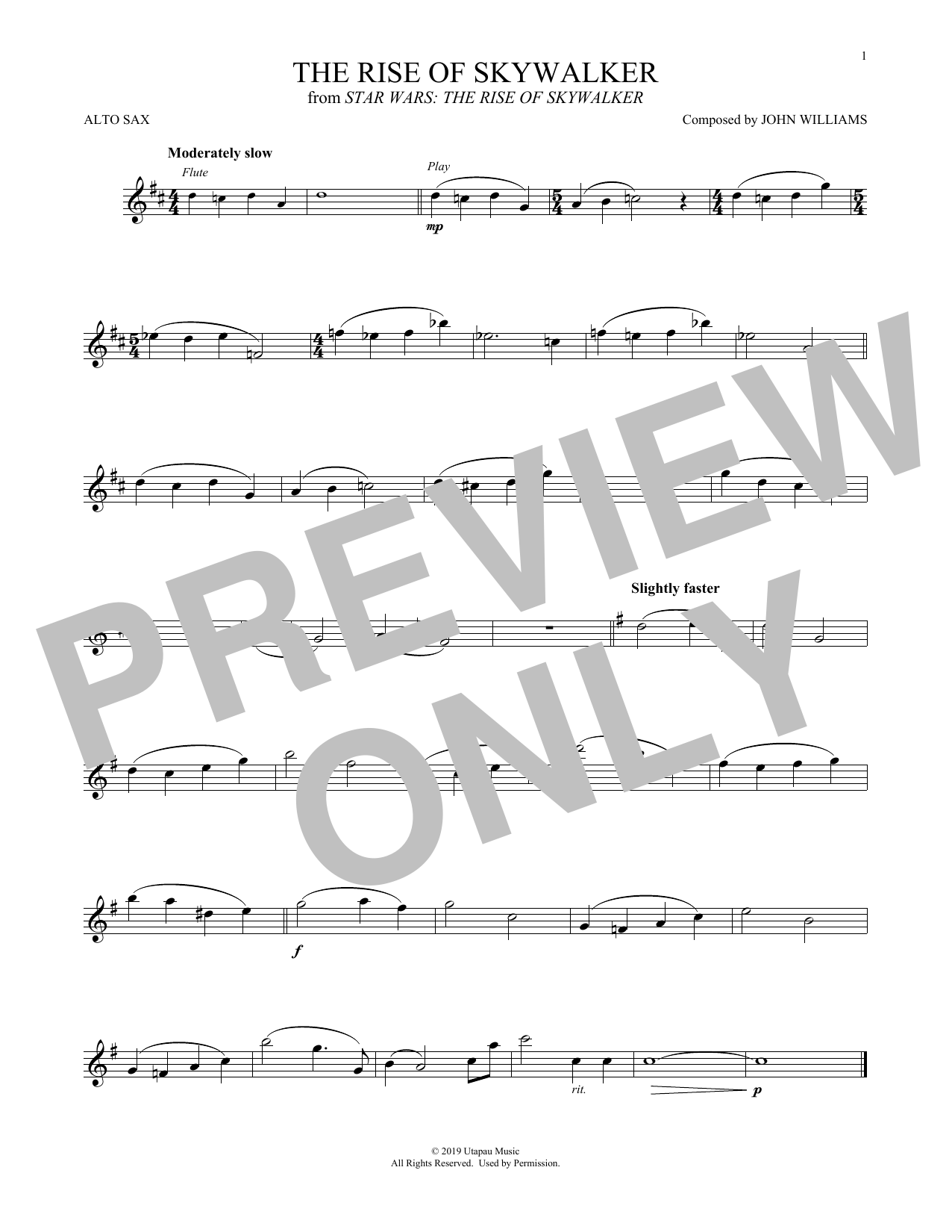 Download John Williams The Rise Of Skywalker (from Star Wars: The Rise Of Skywalker) Sheet Music and learn how to play Alto Sax Solo PDF digital score in minutes