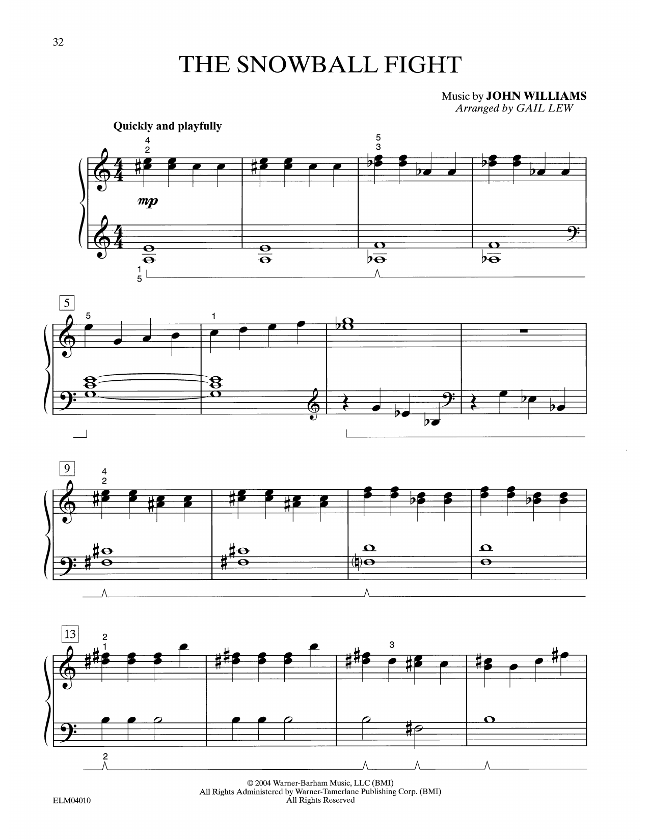 Download John Williams The Whomping Willow And The Snowball Fight (from Harry Potter) (arr. Gail Lew) Sheet Music and learn how to play Easy Piano PDF digital score in minutes