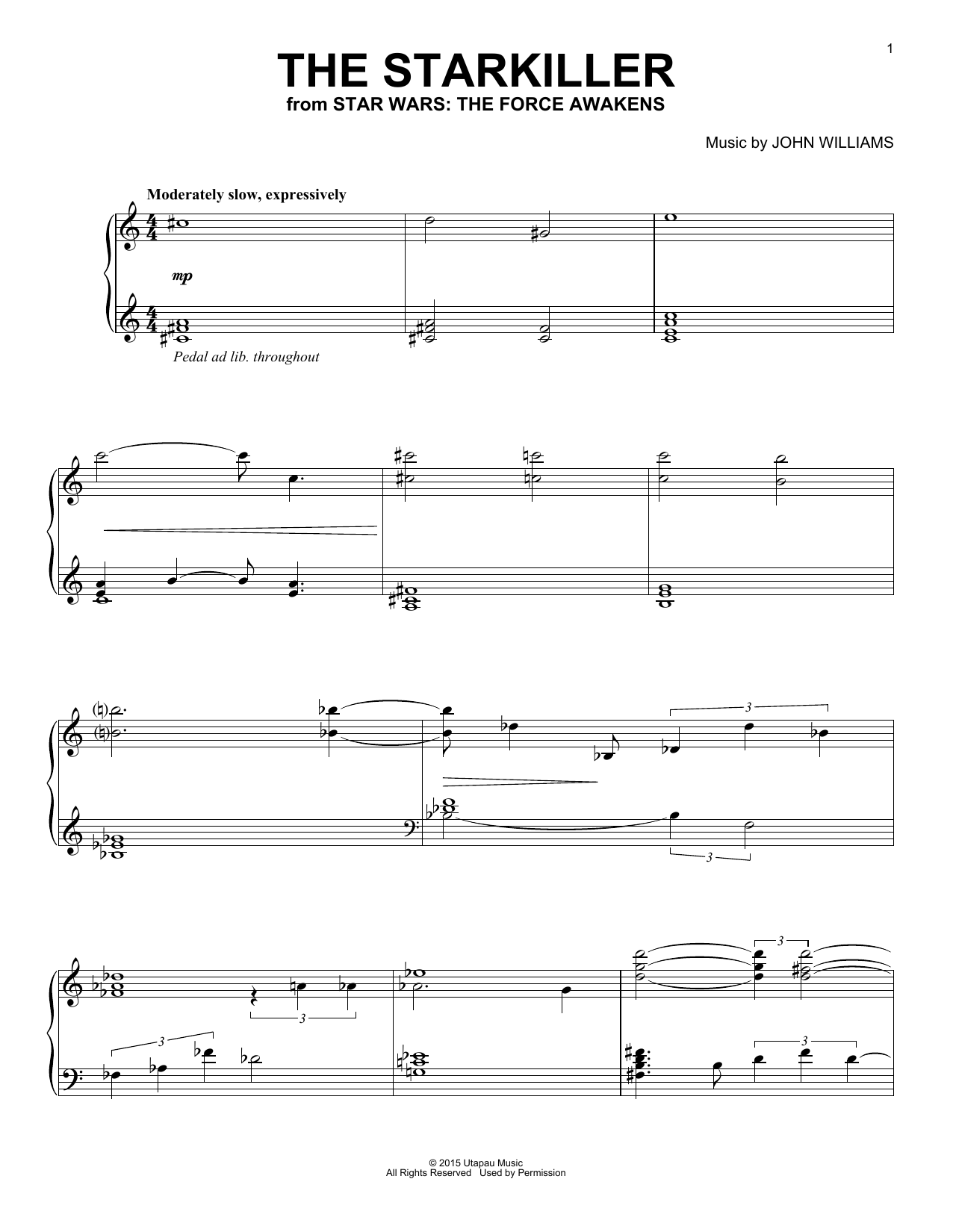 Download John Williams The Starkiller Sheet Music and learn how to play Easy Piano PDF digital score in minutes