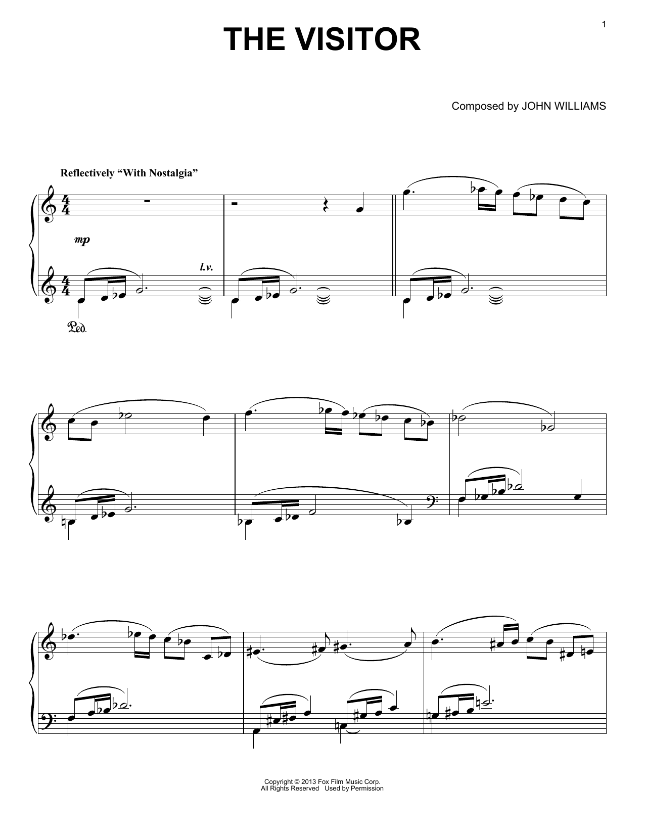 Download John Williams The Visitor Sheet Music and learn how to play Piano PDF digital score in minutes