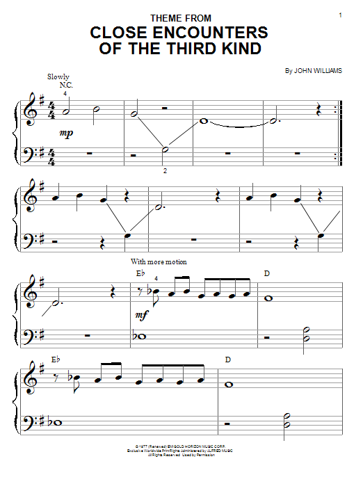 Download John Williams Theme From Close Encounters Of The Third Kind Sheet Music and learn how to play Easy Guitar Tab PDF digital score in minutes