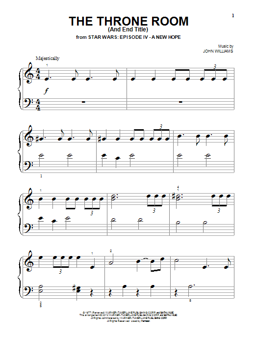 Download John Williams The Throne Room (And End Title) Sheet Music and learn how to play Easy Guitar Tab PDF digital score in minutes