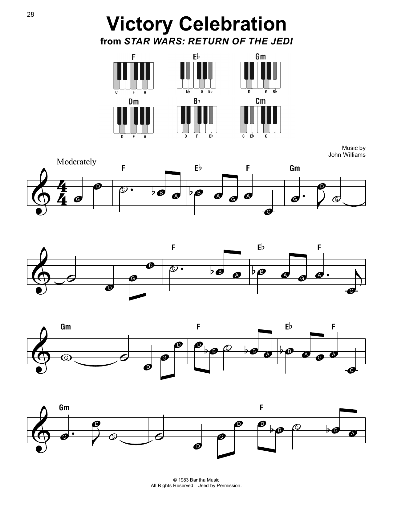 Download John Williams Victory Celebration (from Star Wars: Return Of The Jedi) Sheet Music and learn how to play Super Easy Piano PDF digital score in minutes