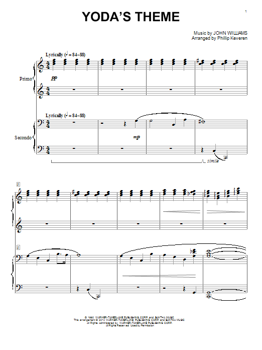Download John Williams Yoda's Theme (from Star Wars: The Empire Strikes Back) (arr. Phillip Keveren) Sheet Music and learn how to play Big Note Piano PDF digital score in minutes
