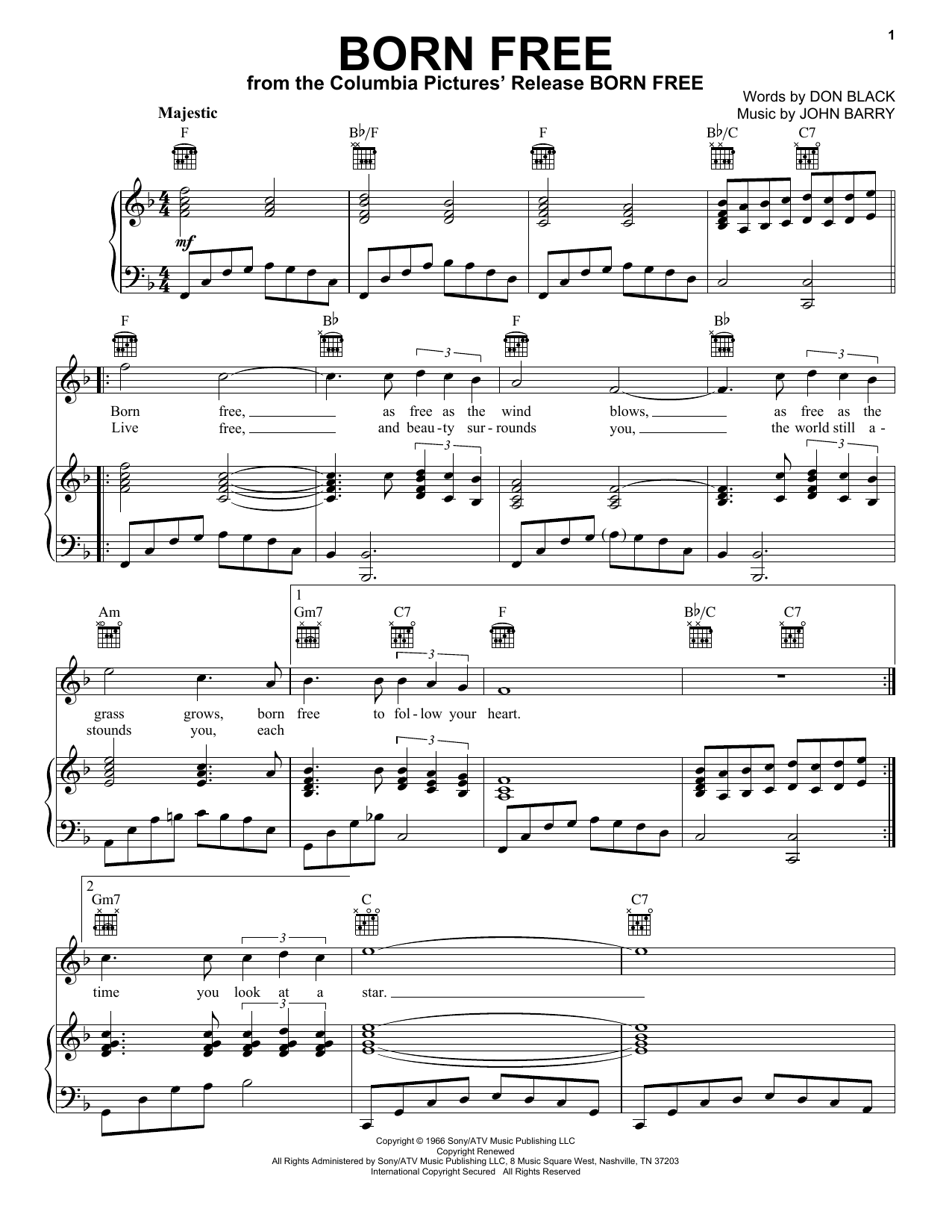 Download John Barry Sheet Music and learn how to play Piano, Vocal & Guitar (Right-Hand Melody) PDF score in minutes