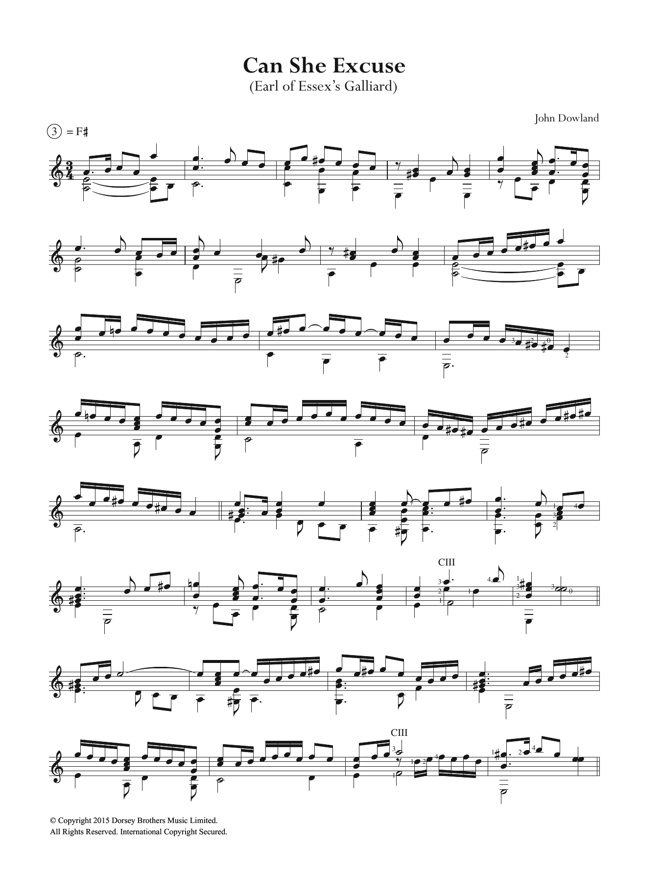 John Dowland Can She Excuse Sheet Music Notes Download Printable Pdf Score