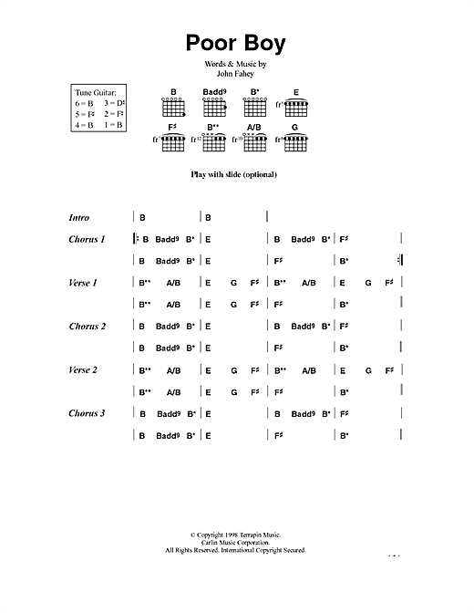 Download John Fahey Poor Boy Sheet Music and learn how to play Lyrics & Chords PDF digital score in minutes