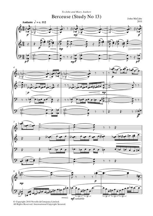 Download John McCabe Berceuse (Study No. 13) Sheet Music and learn how to play Piano PDF digital score in minutes