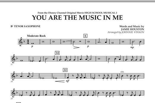 Download Johnnie Vinson You Are The Music In Me (from High School Musical 2) - Bb Tenor Saxophone Sheet Music and learn how to play Concert Band PDF digital score in minutes
