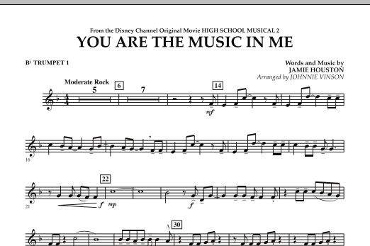 Download Johnnie Vinson You Are The Music In Me (from High School Musical 2) - Bb Trumpet 1 Sheet Music and learn how to play Concert Band PDF digital score in minutes