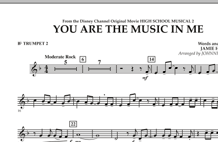 Download Johnnie Vinson You Are The Music In Me (from High School Musical 2) - Bb Trumpet 2 Sheet Music and learn how to play Concert Band PDF digital score in minutes