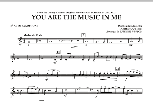 Download Johnnie Vinson You Are The Music In Me (from High School Musical 2) - Eb Alto Saxophone Sheet Music and learn how to play Concert Band PDF digital score in minutes