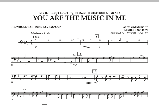 Download Johnnie Vinson You Are The Music In Me (from High School Musical 2) - Trombone/Baritone B.C./Ba Sheet Music and learn how to play Concert Band PDF digital score in minutes