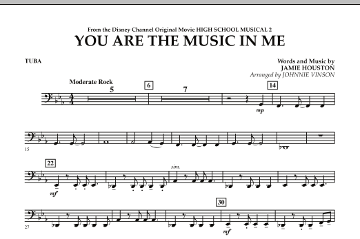 Download Johnnie Vinson You Are The Music In Me (from High School Musical 2) - Tuba Sheet Music and learn how to play Concert Band PDF digital score in minutes