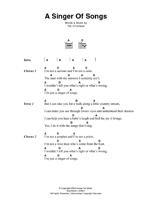 Download Johnny Cash A Singer Of Songs Sheet Music and learn how to play Lyrics & Chords PDF digital score in minutes