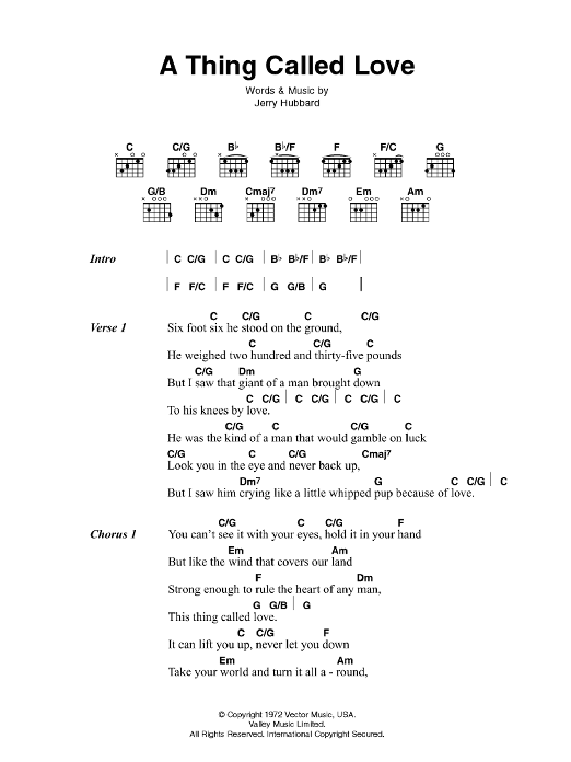 Download Johnny Cash A Thing Called Love Sheet Music and learn how to play Lyrics & Chords PDF digital score in minutes