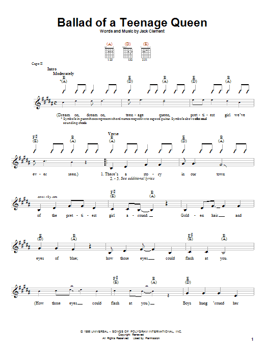 Download Johnny Cash Ballad Of A Teenage Queen Sheet Music and learn how to play Easy Guitar PDF digital score in minutes