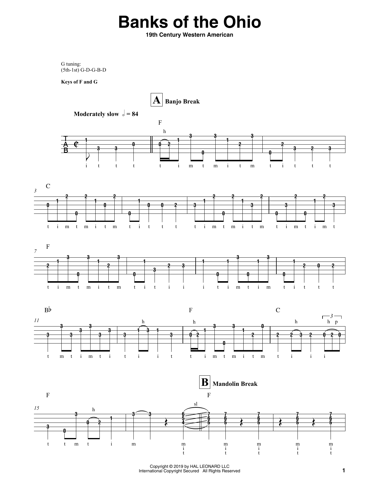 Download Johnny Cash Banks Of The Ohio Sheet Music and learn how to play Banjo Tab PDF digital score in minutes