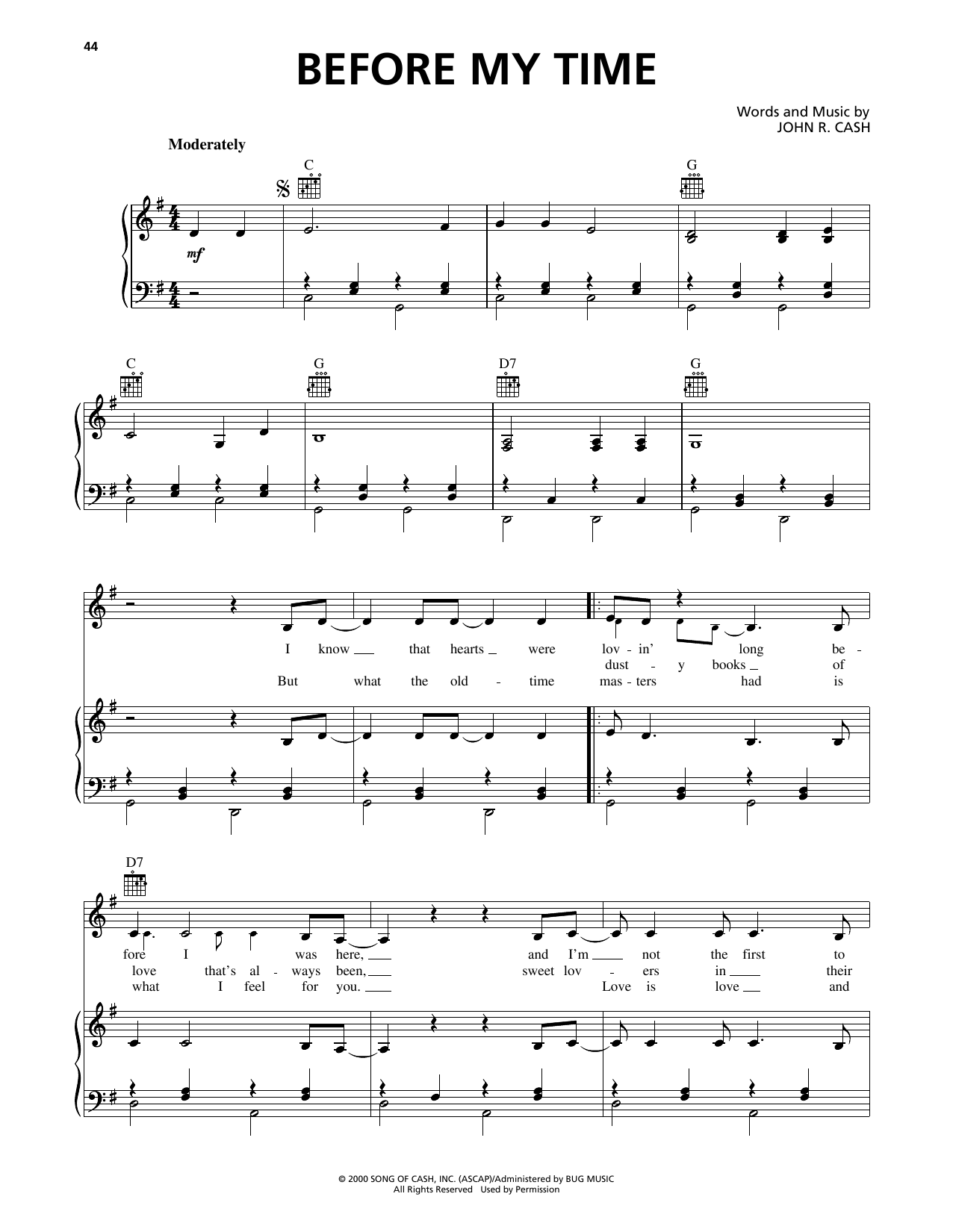 Download Johnny Cash Before My Time Sheet Music and learn how to play Piano, Vocal & Guitar Chords (Right-Hand Melody) PDF digital score in minutes