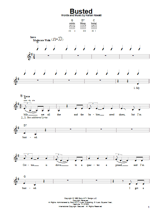 Download Johnny Cash Busted Sheet Music and learn how to play Chord Buddy PDF digital score in minutes