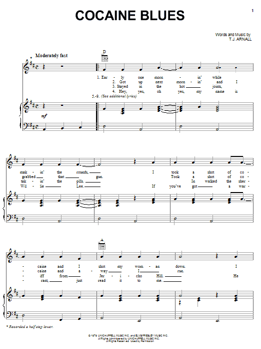 Download Johnny Cash Cocaine Blues Sheet Music and learn how to play Lyrics & Chords PDF digital score in minutes