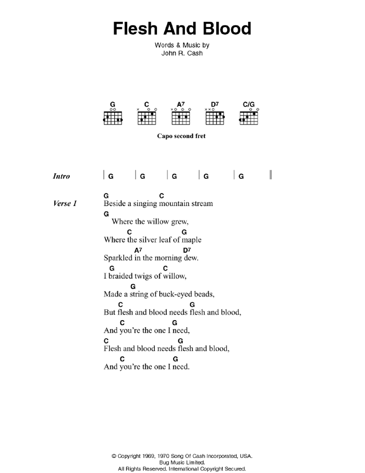 Download Johnny Cash Flesh And Blood Sheet Music and learn how to play Super Easy Piano PDF digital score in minutes