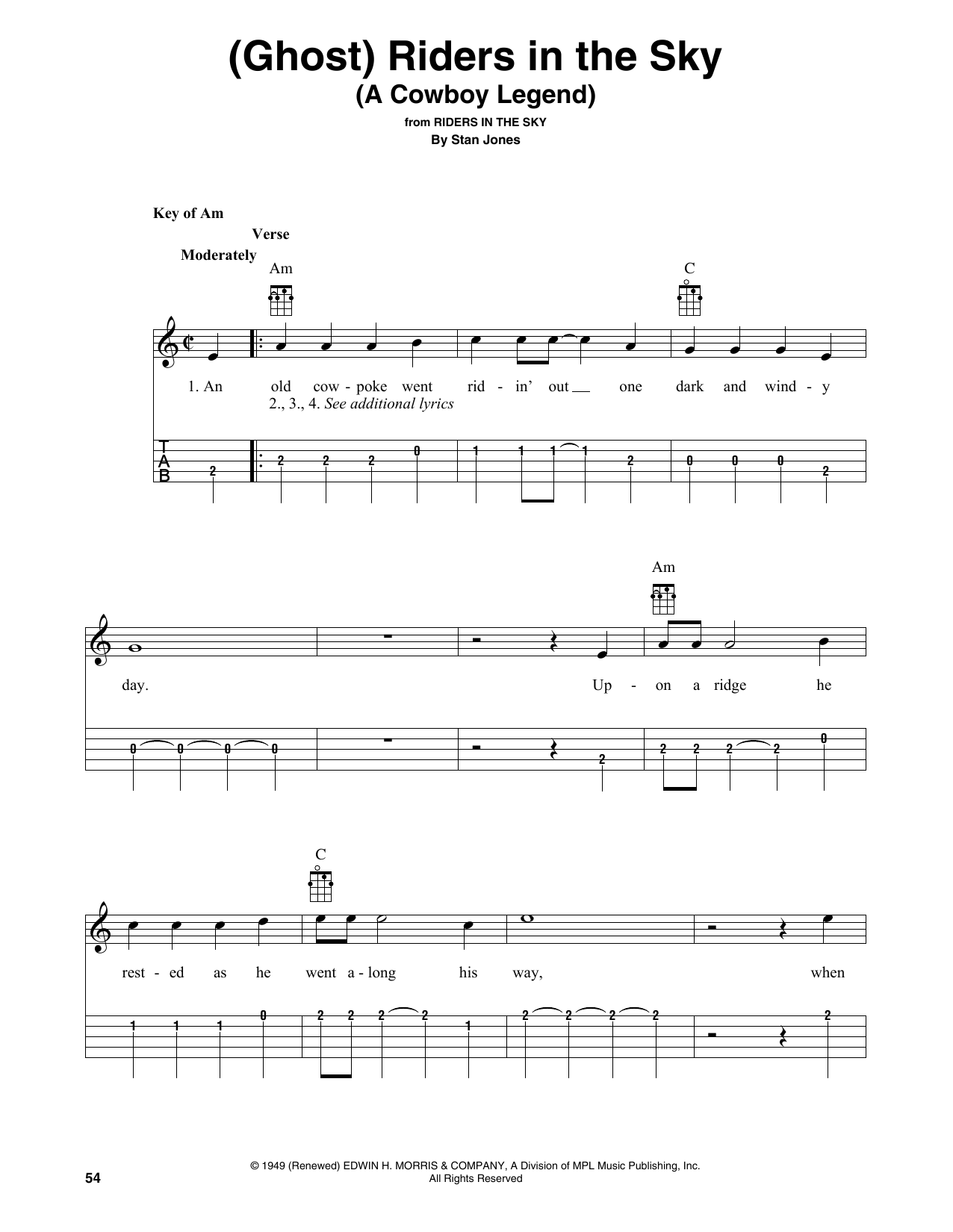 Download Johnny Cash (Ghost) Riders In The Sky (A Cowboy Legend) (arr. Fred Sokolow) Sheet Music and learn how to play Banjo Tab PDF digital score in minutes