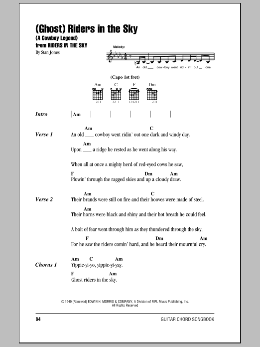 Download Johnny Cash (Ghost) Riders In The Sky (A Cowboy Legend) Sheet Music and learn how to play Dulcimer PDF digital score in minutes