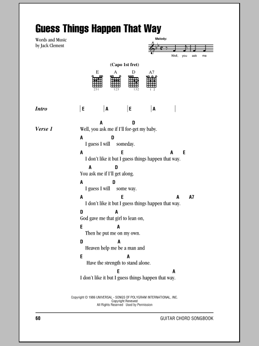 Download Johnny Cash Guess Things Happen That Way Sheet Music and learn how to play Voice PDF digital score in minutes