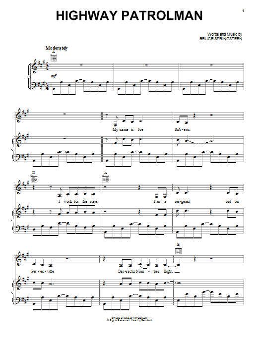 Download Johnny Cash Highway Patrolman Sheet Music and learn how to play Piano, Vocal & Guitar (Right-Hand Melody) PDF digital score in minutes