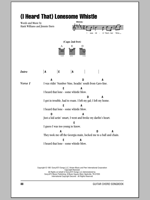 Download Johnny Cash (I Heard That) Lonesome Whistle Sheet Music and learn how to play Lyrics & Chords PDF digital score in minutes