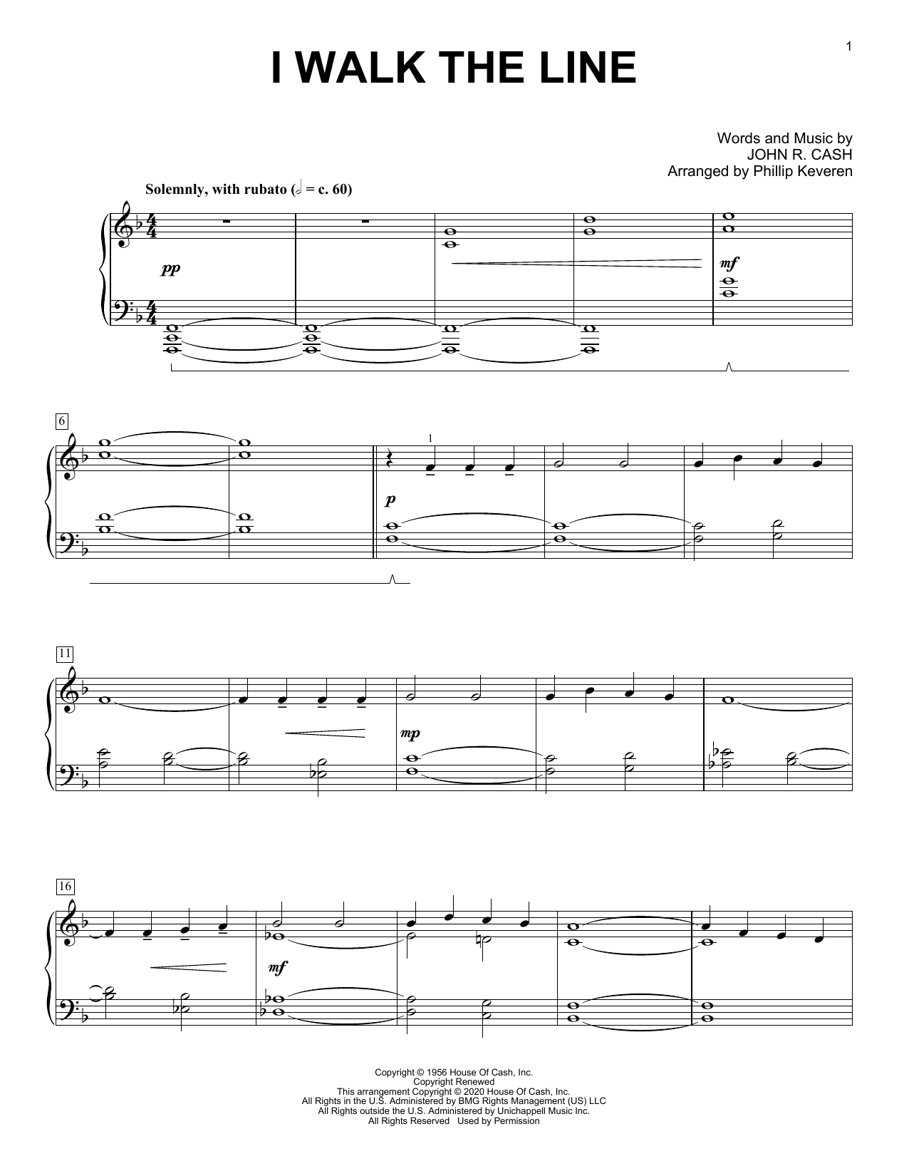 Download Johnny Cash I Walk The Line [Classical version] (arr. Phillip Keveren) Sheet Music and learn how to play Piano Solo PDF digital score in minutes
