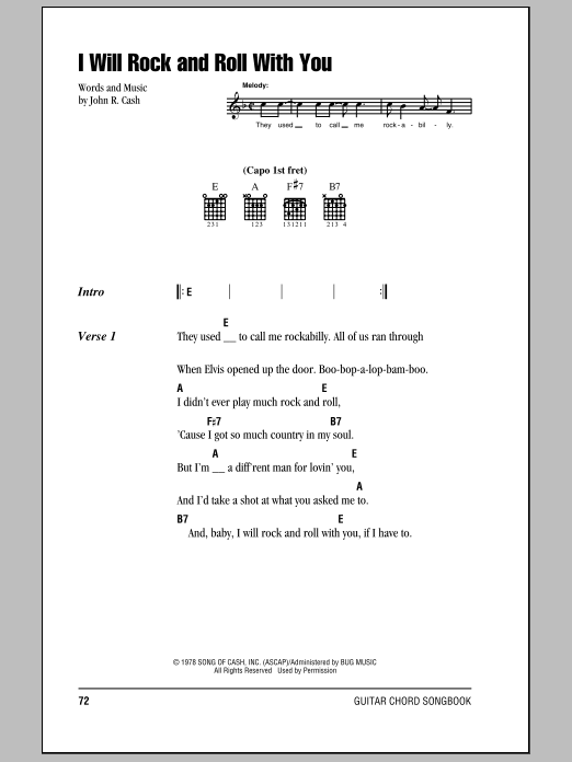 Download Johnny Cash I Will Rock And Roll With You Sheet Music and learn how to play Guitar Tab PDF digital score in minutes