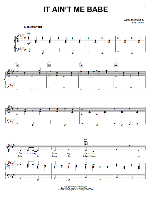 Download Johnny Cash It Ain't Me Babe Sheet Music and learn how to play Easy Guitar Tab PDF digital score in minutes