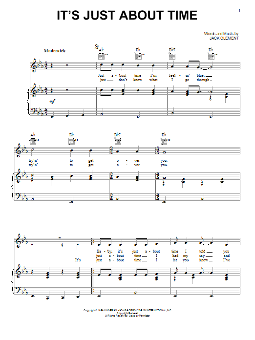 Download Johnny Cash It's Just About Time Sheet Music and learn how to play Piano, Vocal & Guitar (Right-Hand Melody) PDF digital score in minutes