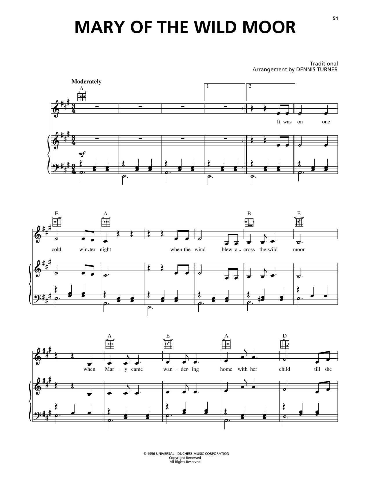 Download Johnny Cash Mary Of The Wild Moor Sheet Music and learn how to play Piano, Vocal & Guitar Chords (Right-Hand Melody) PDF digital score in minutes