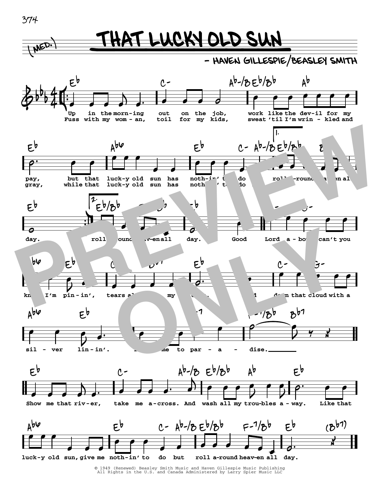 Download Johnny Cash That Lucky Old Sun (High Voice) Sheet Music and learn how to play Real Book – Melody, Lyrics & Chords PDF digital score in minutes